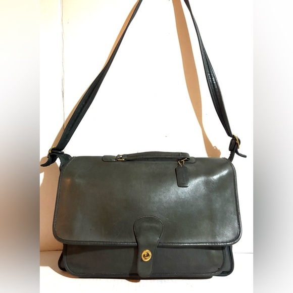 Coach unisex vintage Gray Leather briefcase, Messenger  Bag - Picture 1 of 10